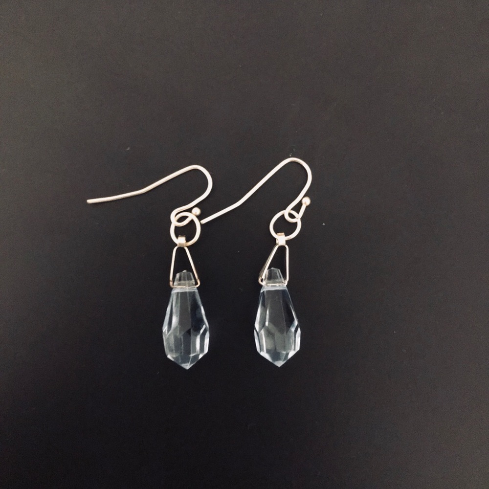 Handmade Light Blue Crystal Dangling Earrings
